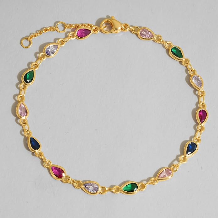 Dremmy Studios Gold Bracelet for Women 18K Gold Plated Dainty Paperclip Cubic Zirconia Disc Coin Star Cable Satellite Bead Pearl Simple Boho Minimalist Stacking Layered Link Jewelry Gift