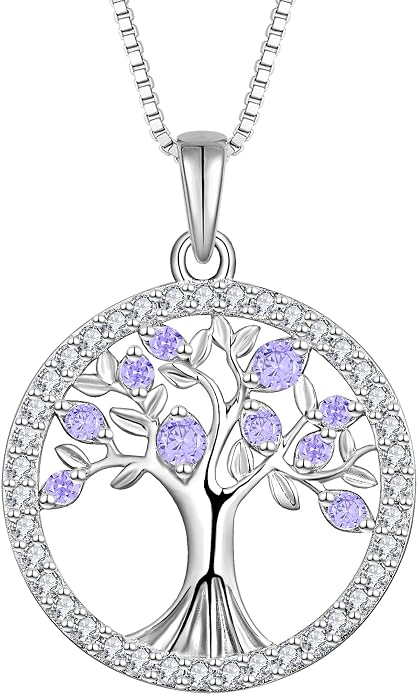 STARCHENIE Tree of Life Necklace 925 Sterling Silver Pendant for Women Family Tree Necklaces Birthstone Jewelry for Her Wife Mom Grandma