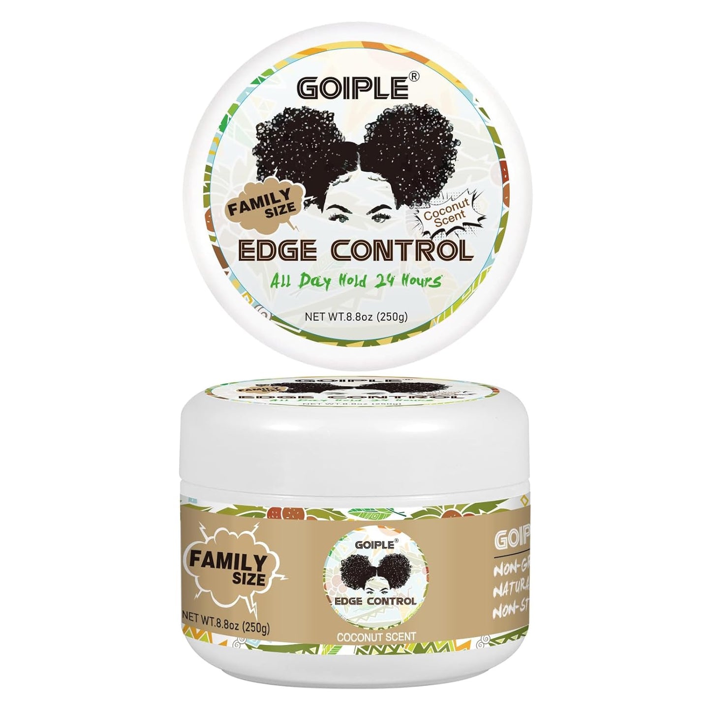 8.8 OZ Edge Control Wax for Women Strong Hold Non-greasy Edge Control Smoother Edge Wax, Edge Wax Styling Gel Edge Control for Black Hair No Flaking, Strong Hold Water-based Edge Stay Gel Coconut