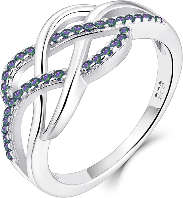 YL Celtic Knot Rings 925 Sterling Silver Twisted Knot Ring Birthstone Infinity Statement Jewelry for Women-size5