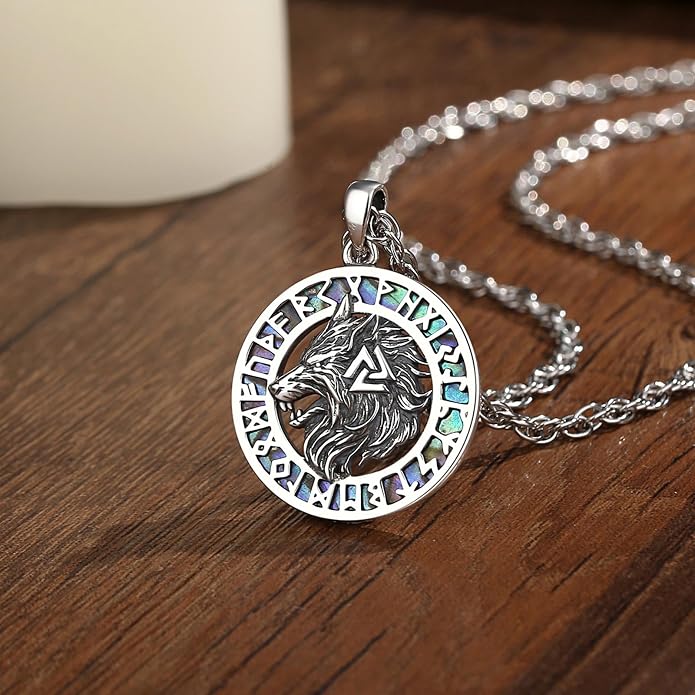 Vito 925 Sterling Silver Viking Necklace for Women Men, Viking Dragon/Wolf/Horse/Tree of Life Pendant Norse Amulet Nordic Jewelry for Men