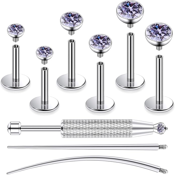 Jenxnjsjo F136 Titanium 20/18/16g Earrings Nose Lip Rings Studs Labret Medusa Tragus Helix Conch Cartilage Piercing Jewelry for Women