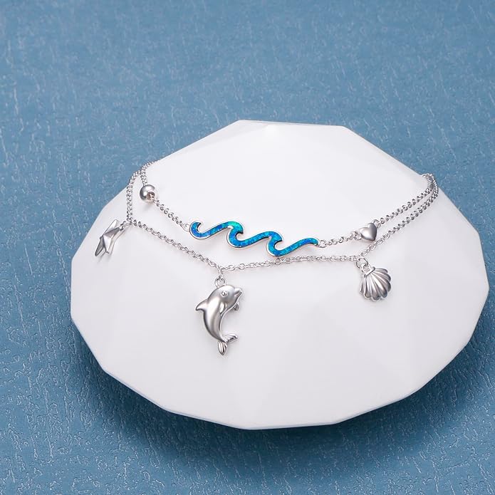 S925 Sterling Silver Ankle Bracelets Butterfly/Evil Eye/Anchor/infinity/Beach Anklet for Women Opal Moonstone Foot Chain Beach Jewelry
