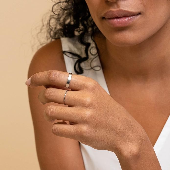NOKMIT 3mm 14K Gold Filled Rings for Women Dainty Gold Stacking Stackable Band Thin Gold Thumb Pinky Finger Ring Non Tarnish Comfort Fit Size 4 to 11