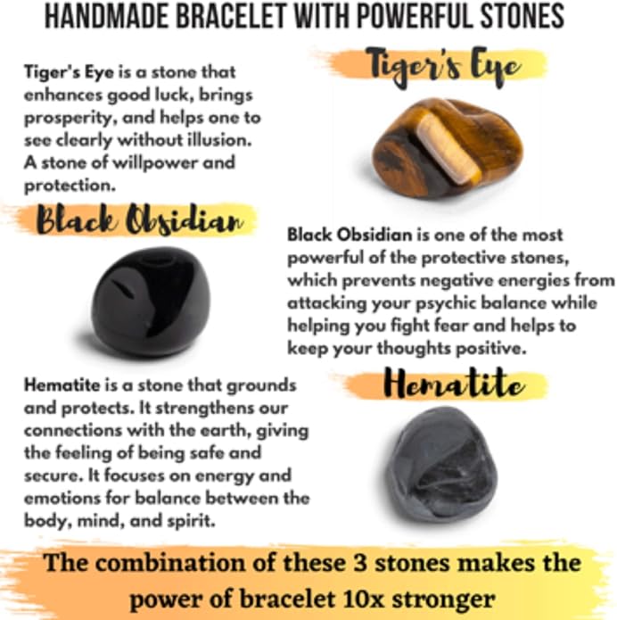 Crystal Vibe - Healing Crystal Bracelet for Women & Men | Natural Gemstone Bead Bracelet | Adjustable Handmade Energy Stone Bracelet | Bracelet for Meditation, Yoga & Daily Wear | Multiple Types