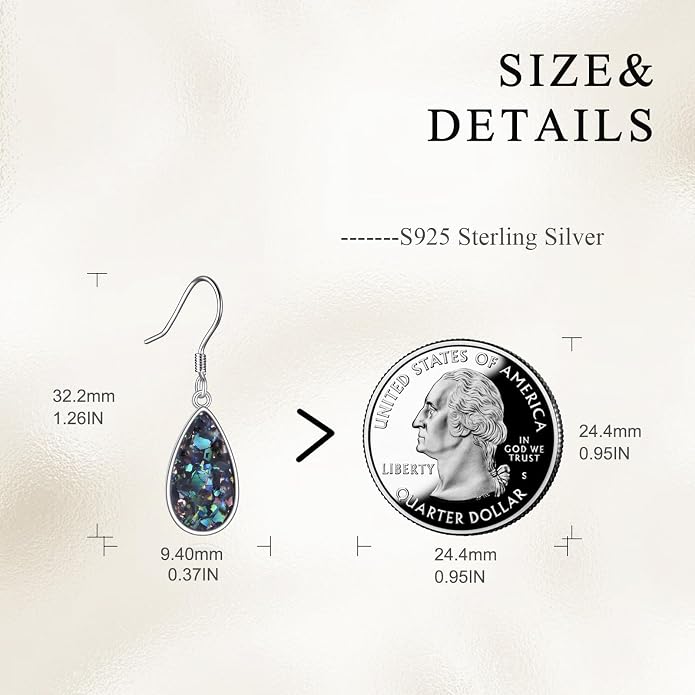 AOBOCO Teardrop Dangle Earrings for Women 925 Sterling Silver Moonstone Flower Filigree Leverback Jewelry Birthday