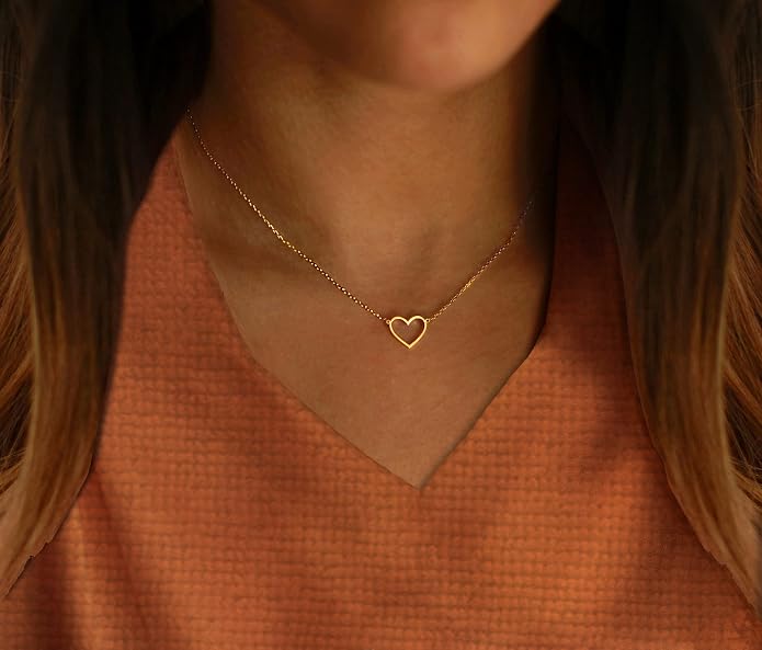 Kyerlyn Simple Gold Necklace Cute Tiny 14k Gold Plated Choker Necklaces Hollow Necklace for Women Dainty Gold Necklaces Minimalist Trendy Jewelry Gifts