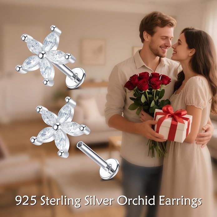 Luna Moth/Cherry Blossom/Orchid Earrings Sterling Silver Flat Back Earrings Jewelry Gifts for Women