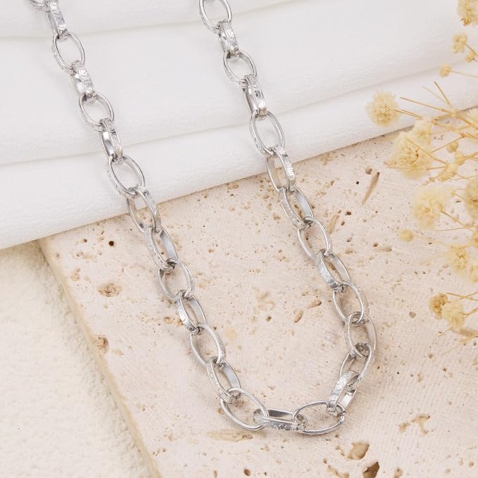 GTVOODX 13 Feet Oval Paperclip Chain Spool for Jewelry Making Silver Stainless Steel Rectangle Paper Clip Link Chain Bulk for Necklace Bracelet DIY Jewelry Making Supplies