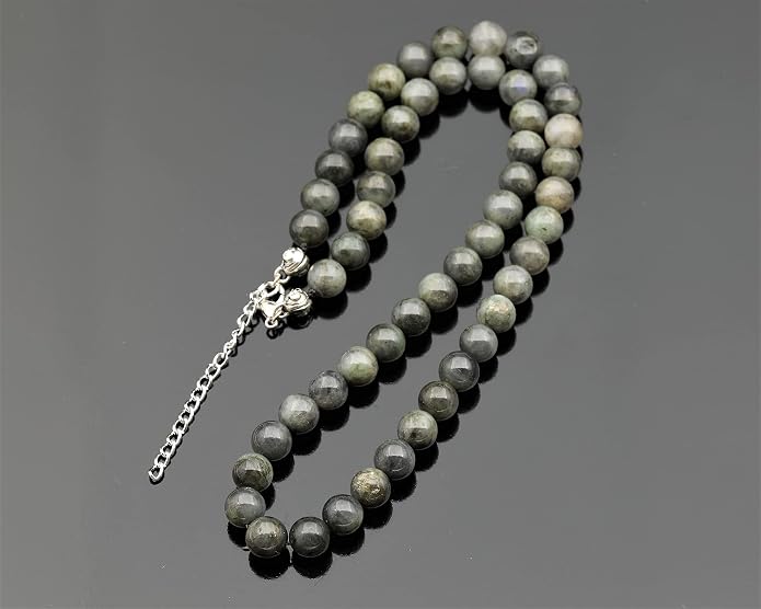 Natural Gemstone Beaded Choker Necklace | 8mm Handmade Adjustable Jewelry for Men & Women | Chakra Balancing Crystal Necklace | Spiritual Gift | Macrame Cord with Extender