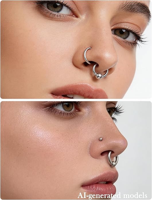 20G-2G ASTM F136 Titanium Septum Rings Nose Ring Hoops Circular Barbell Helix Snug Tragus Rook Daith Cartilage Earring Sneke Bites Lip Ring Hoop Smiley Piercing Jewelry for Women Men 6mm-19mm
