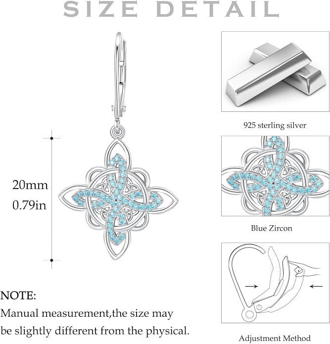 Celtic Knot Earrings 925 Sterling Silver Abalone Drop Dangle Celtic Earrings Gifts for Women