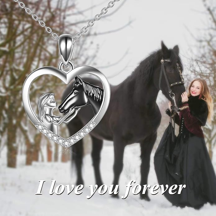 YFN Horse Pendant Necklace Sterling Silver Women with Horse Gift for Women