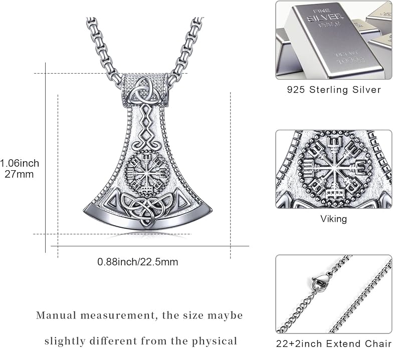 Viking Necklace for Men 925 Sterling Silver Viking Norse Pagan Jewelry Gifts for Women