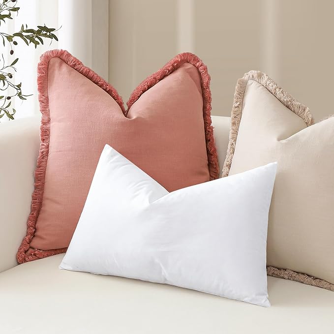 Artscope Synthetic Down Pillow Insert, 24x24 Throw Pillow Inserts Set of 2 | Down Alternative Ultra Soft Fluffy Sleeping Pillow, 100% Cotton Cover, Decorative Pillows-White