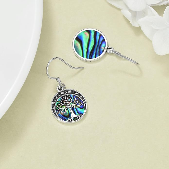 Abalone Shell Dangle Drop Earrings for Women 925 Sterling Silver Filigree Bohemian Earrings Jewelry Gift