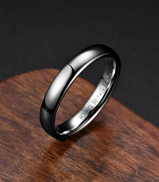 King Ring Tungsten 4/6/8mm Rings – Super Polished Wedding Bands – Designed in USA