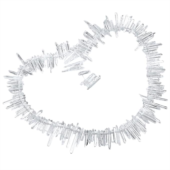 TUMBEELLUWA Rock Quartz Crystal Points Loose Beads for Jewelry Making, Titanium Coated Polished/Raw Quartz Beads 15 Inches Top Drilled,Clear Crystal Points(0.45"-1.35")