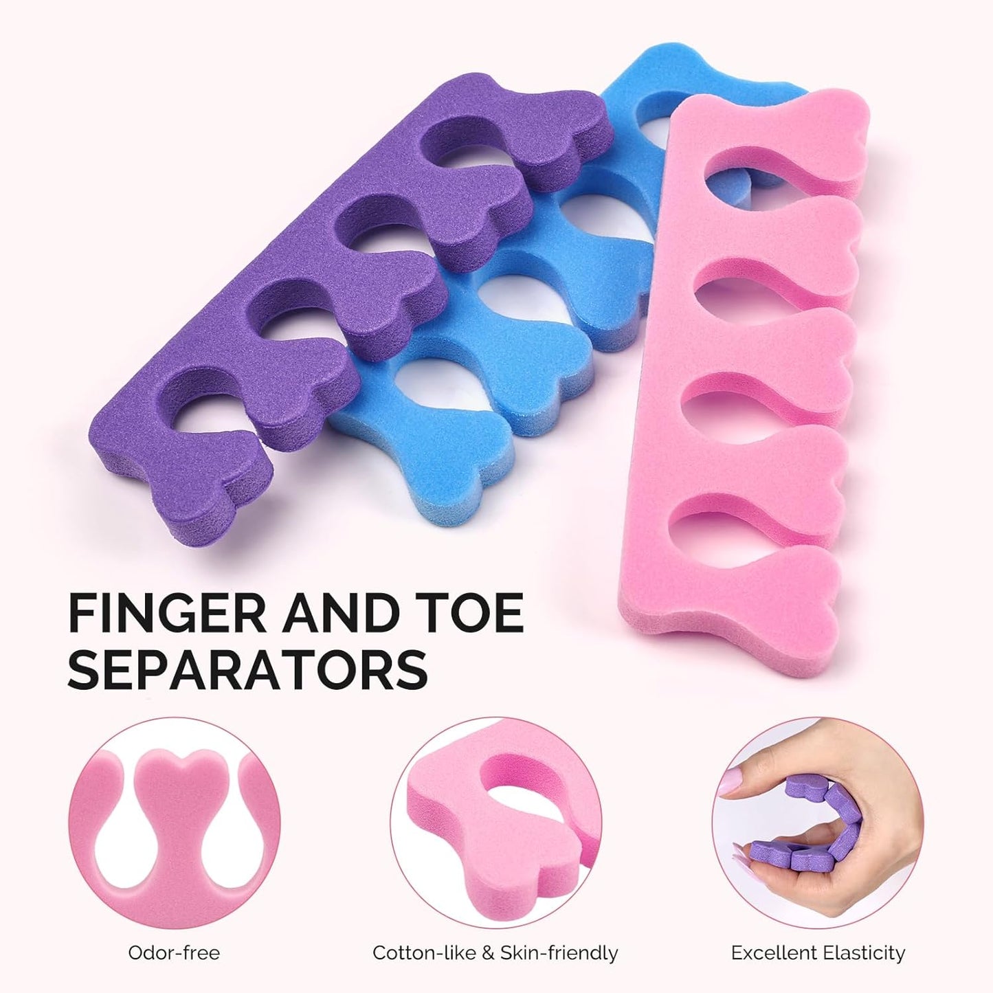 MelodySusie 50 Pcs Sponge Toe Separators Set, Soft & Premium Finger, Toe Spacers for Nail Polish, Manicure, Pedicure Home DIY Salon, Gift for Women Men, 5 Colors