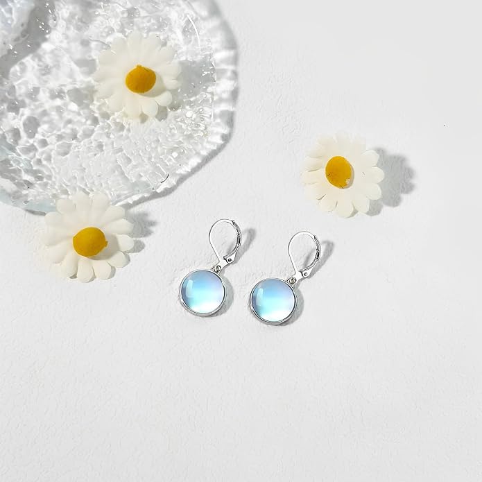 Larimar/Star/Dragonfly/Sunflower/Moonstone/Black Onyx Earrings for Women Leverback Dangle Earrings Hypoallergenic Jewelry for Women