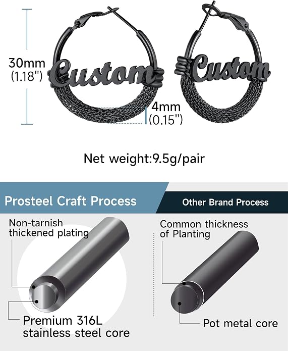 PROSTEEL 30/40/60/80/100mm Chunky Hoop Earrings For Women Gold Plated/Black Stainless Steel Hoops Earrings Statement Jewelry