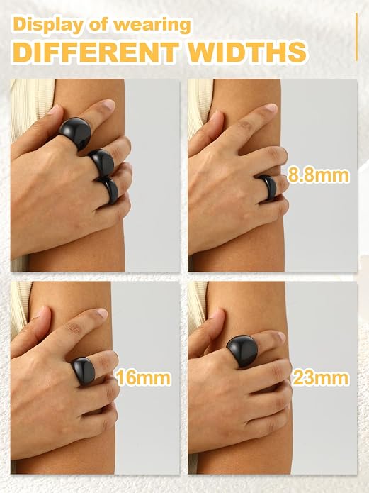 U7 Chunky Gold Dome Rings for Women, Stainless Steel/18KGold Plated/Black Statement Ring Non Tarnish Women Rings, Size 7-12