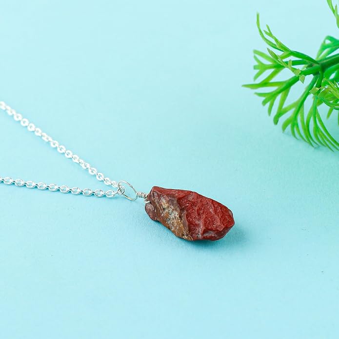 Natural Raw Gemstones Pendant Necklace, Rough Stones Dainty Jewelry, Handmade Bohemian Jewelry, Silver Plated Chain, Healing Crystals, Christmas Gift for Women
