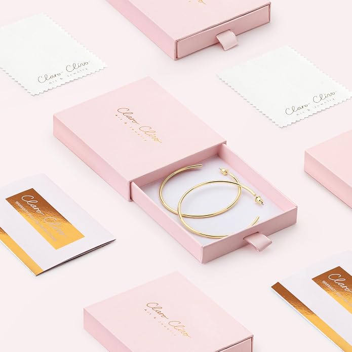 14K Gold-Plated, Lightweight, Open Hoop Earrings For Women