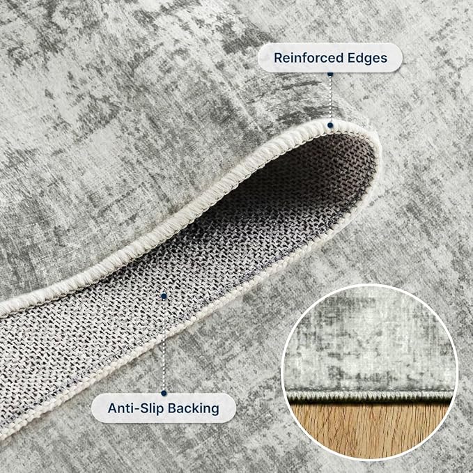 3x5 Area Rugs Washable Living Room Rug-No Slip Soft Carpets Modern Abstract Indoor Floor Stain Resistant Carpet for Bedroom Dining Room Farmhouse Nursery Home Office Grey