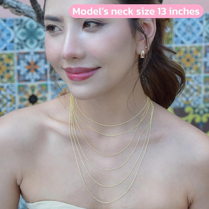925 Sterling Silver Chain for Women, 1.1mm | Thin Dainty Cable Necklace, Crafted in Thailand, Hypoallergenic & Anti-Tarnish, Solid Silver for Pendants, Multiple Lengths