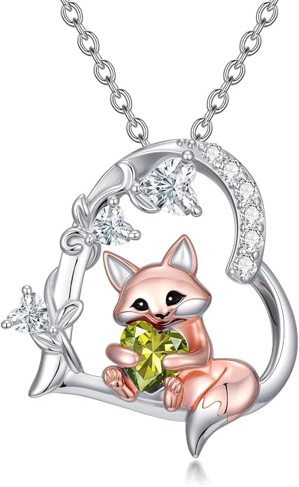 PELOVNY Teddy Bear Necklace for Women 925 Sterling Silver Bear/Highland Cow/Fox/Cat/Axolotl Birthstone Necklace Christmas Birthday Jewelry Gifts for Mom Daughter Wife Sister