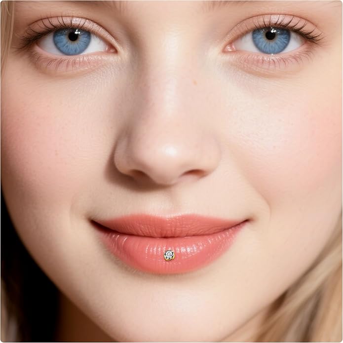 Vsnnsns 14K Gold Plated 16G 18G 20G Threadless Nose Rings Studs Flat Back Earrings Stainless Steel Tragus Helix Conch Earrings Stud Snake Bite Lip Rings Labret Medusa Piercing Jewelry for Women Men