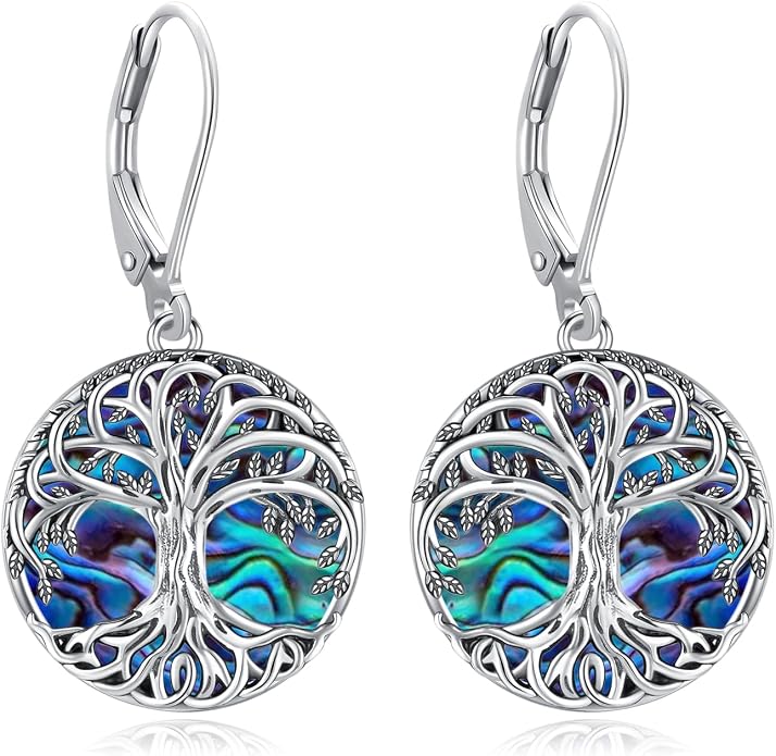 Tree of Life/Cat/Turtle/Butterfly/Flower/Celtic/Turquoise/Moonstone Dangle Earrings for Women Sterling Silver Cute Animals Drop Earrings Jewelry Gifts