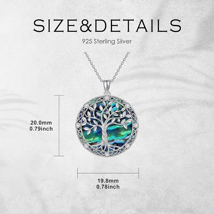 Tree of Life Birthstone Necklace 925 Sterling Silver Crystal Tree of Life Pendant Birthstone Jewelry Birthday Christmas Gifts for Women Mom Her Wife