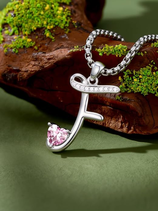 Birthday Gifts for Women Alphabet A to Z Initial Birthstone Pendant Necklaces for Women - 18k White Gold Plated Personalized Name Jewelry Anniversary Graduation Gifts for Wife Her Daughter Girlfriend(with Gift Box)
