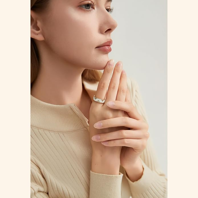 Vintage 14k Gold Ring for Women - Adjustable Carving Open Ring Unique Boho Jewelry Gift for Wedding Band & Daily Wear Ring