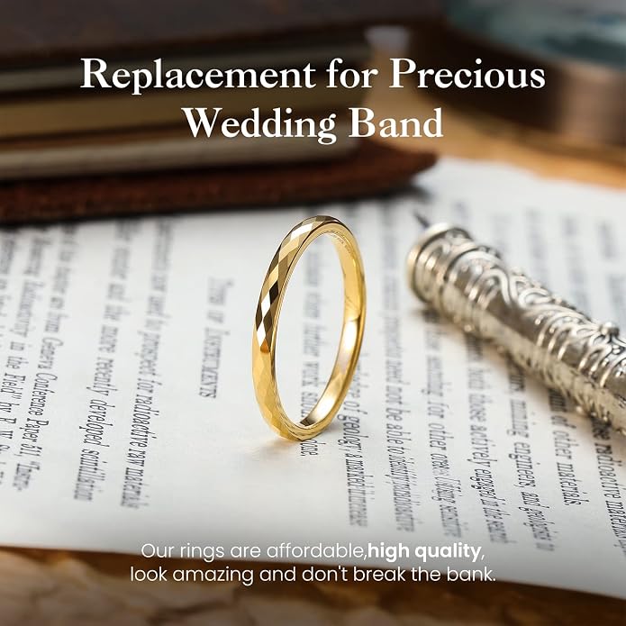 King Will Tungsten Carbide Wedding Ring for Men Women Promise Ring for Couple 2mm/4mm/6mm Black/Silver/Gold/Rose Gold Multi-faceted Shining Luster High Polished Wedding Band Comfort Fit
