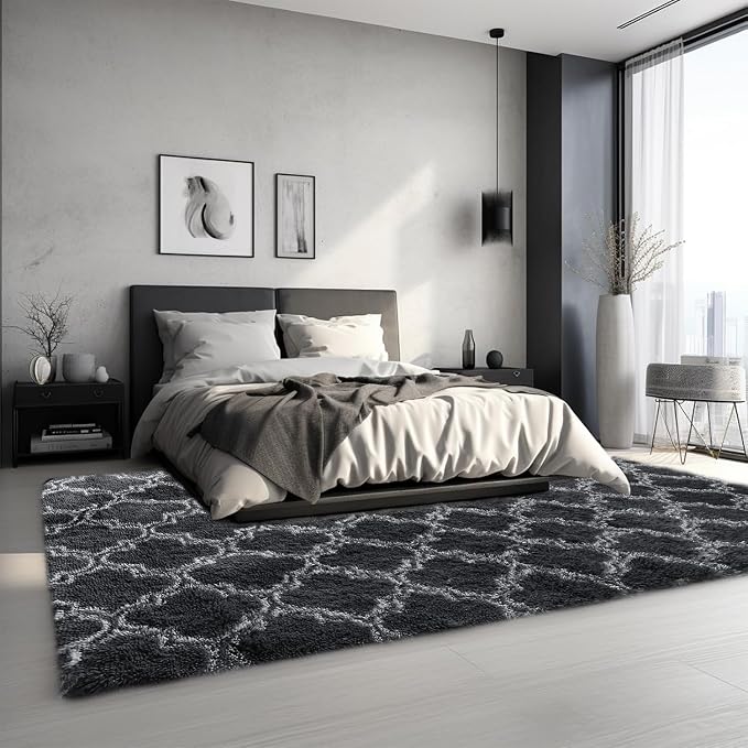 Sour Lemon Area Rugs 9x12 Living Room, Large Area Rug Shag Shaggy Carpet Soft Plush Furry Bedside Rug, Machine Washable Area Rugs for Bedroom Kids Girls Boys Home Decor Anti Slip