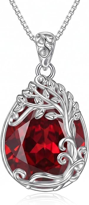 Teardrop Moonstone Necklace for Women Tree of Life/Filigree Birthstone Pendant Necklace Jewelry