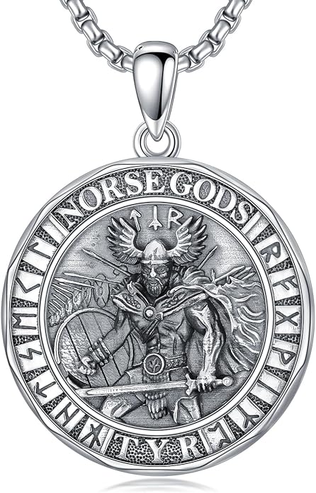 Viking Necklace for Men Women 925 Sterling Silver Norse Jewelry Fathers Mothers Day Anniversary Birthday Gifts for Mom Dad Husband Brother (with Gift Box)