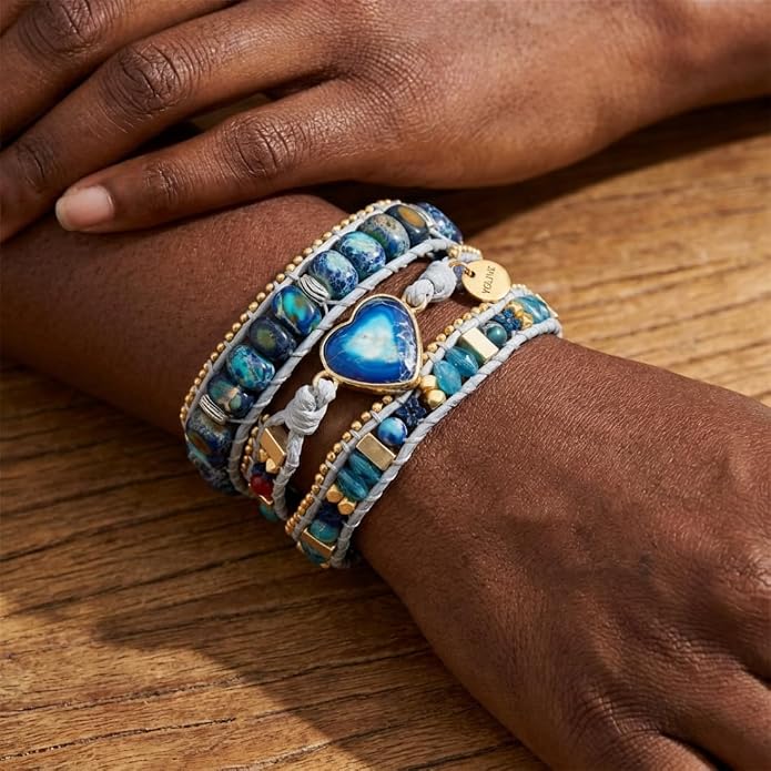 YGLINE Natural Stone Bracelet 3 Wraps Bracelet Handmade Boho Bracelet for Women Bracelet