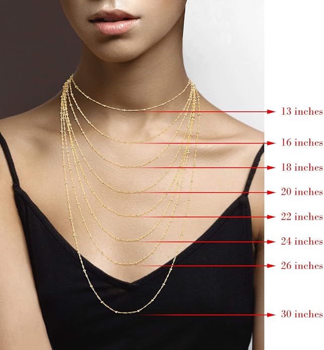 Miabella Italian 18K Gold Plated 925 Sterling Silver Singapore Bead Chain Station Necklace for Women, Made in Italy
