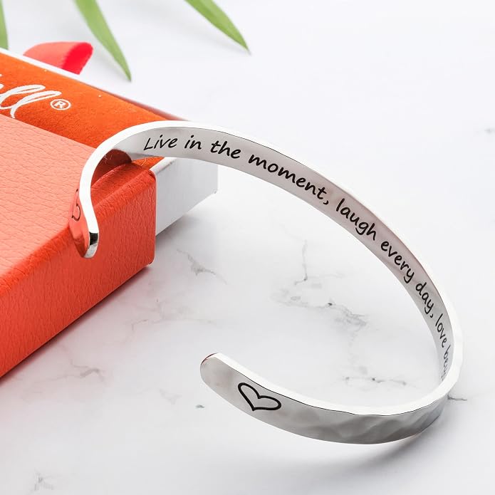 Carviell Bracelet - Gifts for Women – Inspirational, Friendship, Love, Mom, Daughter, Sister, Christian, Graduation, Memorial & Wedding Gifts – 100+ Phrases – Stainless Steel, Gift-Ready