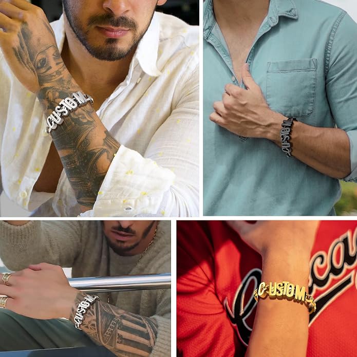 PROSTEEL Silver/Gold/Black Bracelets for Men Figaro Cuban Link, 6mm-13mm Width, 7.5"/8.3"/9" Length, Stainless Steel Mens Bracelet Jewelry with Gift Box