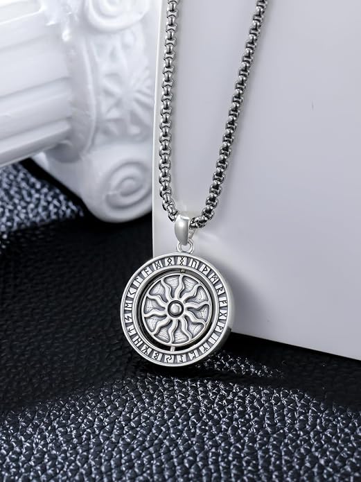 Viking Necklace for Men Women 925 Sterling Silver Norse Jewelry Fathers Mothers Day Anniversary Birthday Gifts for Mom Dad Husband Brother (with Gift Box)