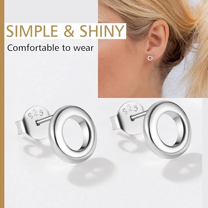 FindChic Hypoallergenic Sterling Silver Small Bar/Heart/Dot/Triangle/Butterfly/Lightning Studs Earrings Minimalist Geometric Jewelry Valentine Gifts for Women Men Girls, with Gift Box