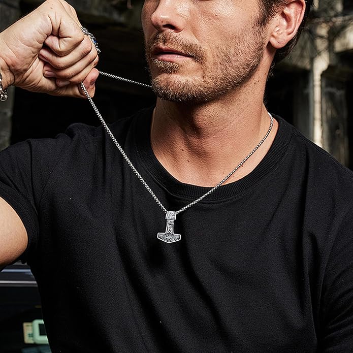 Viking Necklace for Men 925 Sterling Silver Nordic Viking Necklace Viking Amulet Jewelry Gifts for Men Women