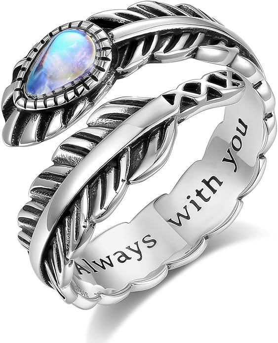 Vito 925 Sterling Silver Adjustable Open Spoon Ring for Women Men, Lotus Sunflower Snake Spoon Band Rings Feather Hug Witches Knot Inspirational Jewelry Gift for Wife