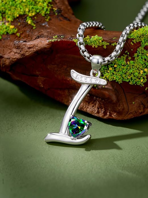 Birthday Gifts for Women Alphabet A to Z Initial Birthstone Pendant Necklaces for Women - 18k White Gold Plated Personalized Name Jewelry Anniversary Graduation Gifts for Wife Her Daughter Girlfriend(with Gift Box)