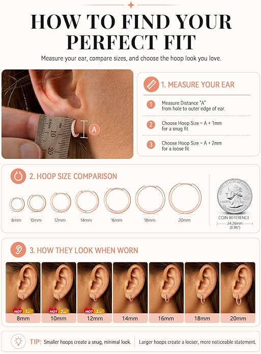 FaithHeart 925 Sterling Silver Huggie Hoop Earrings, Silver Small Hoop Earring for Women, 14K Gold/Black/Rose Gold Hypoallergenic Cartilage Earrings for Women 6/8/10/12/14/16/18/20mm